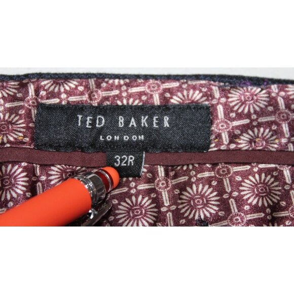 Ted Baker Pants Mens 32x31 Blue Winter Wool Plaid Dress Pants Business Trousers - Picture 4 of 8